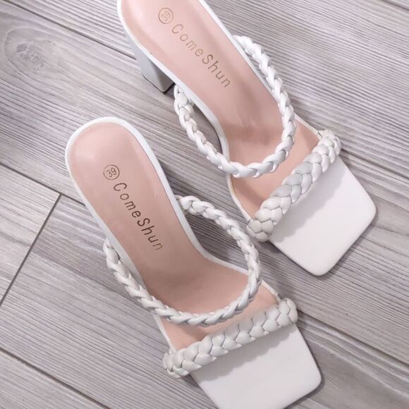 (67-3152) Comeshun Women's Square Heels Sandals Block Sz 39 (8.5) - Picture 7 of 11